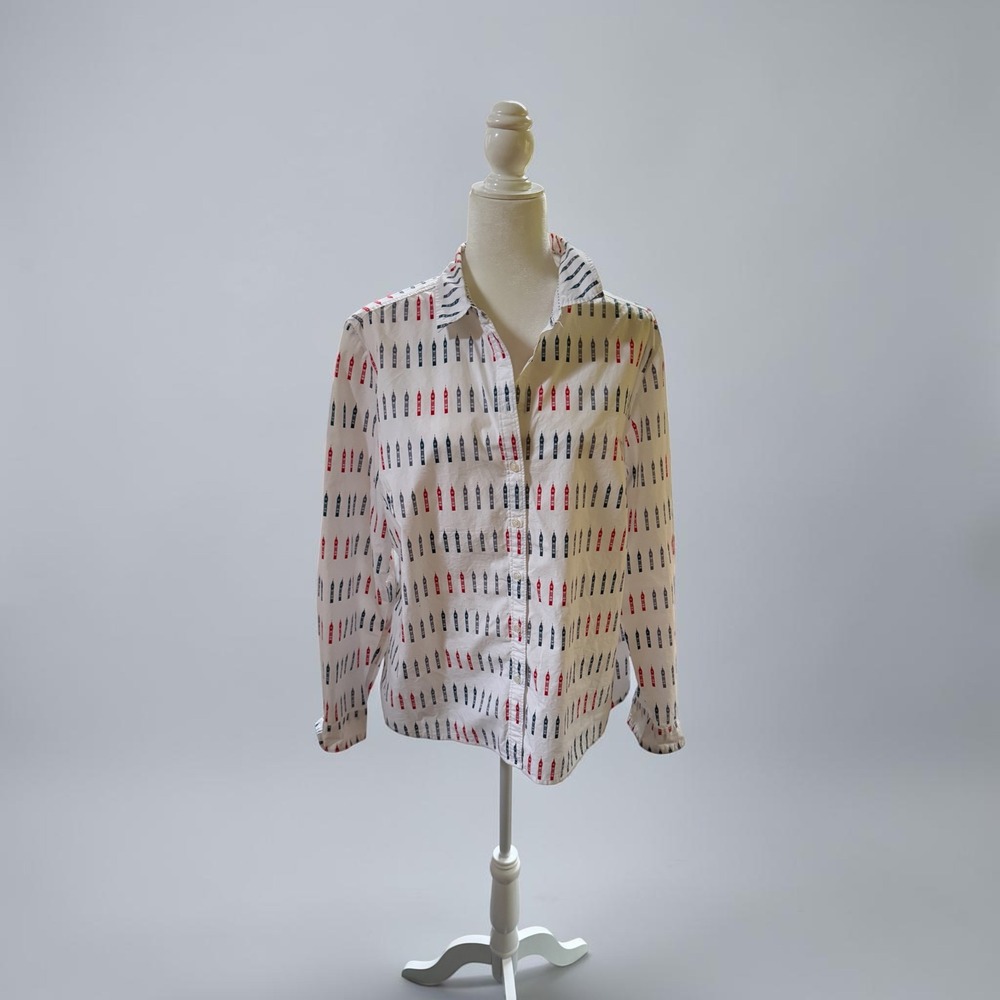 Boden White Big Ben Clock Tower Print Button Down Classic Shirt UK London Cotton
